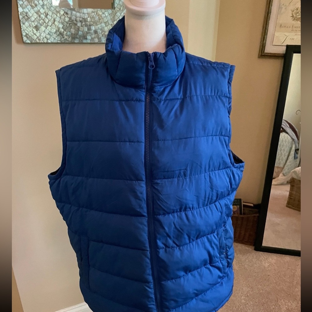 Men’s Royal Blue Puffy Fall Winter Zipped Vest